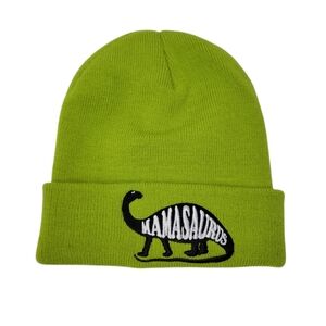Mamasuarus Attic Salt Green Black Dinosaur Mama Mom Rolled Cuff Knitted Beanie